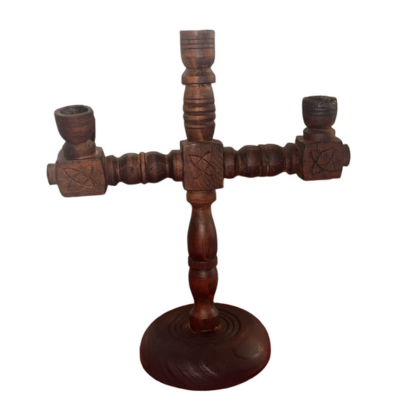 Vintage Other - Vintage Spanish Carved Wood Church Candelabra